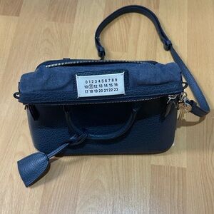 MM6 Maison Martin Margiela Blue Crossbody Bag with Gold Hardware